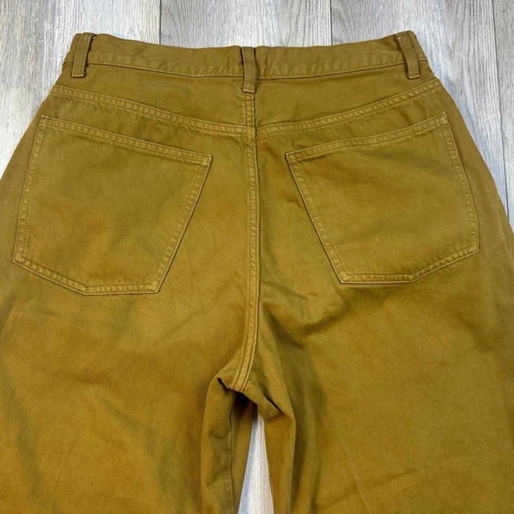 Uniqlo Denim Pleated Trousers Womens 29x30 Mustard Yellow Pants Baggy Loose - Picture 8 of 10